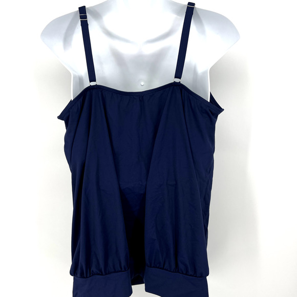 Lands' End Womens Tankini Swim Top Only Size 16 Navy Blue - Picture 3 of 9